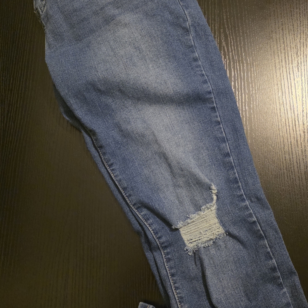 Blue Skinny Stretch Jeans with Distressed Details